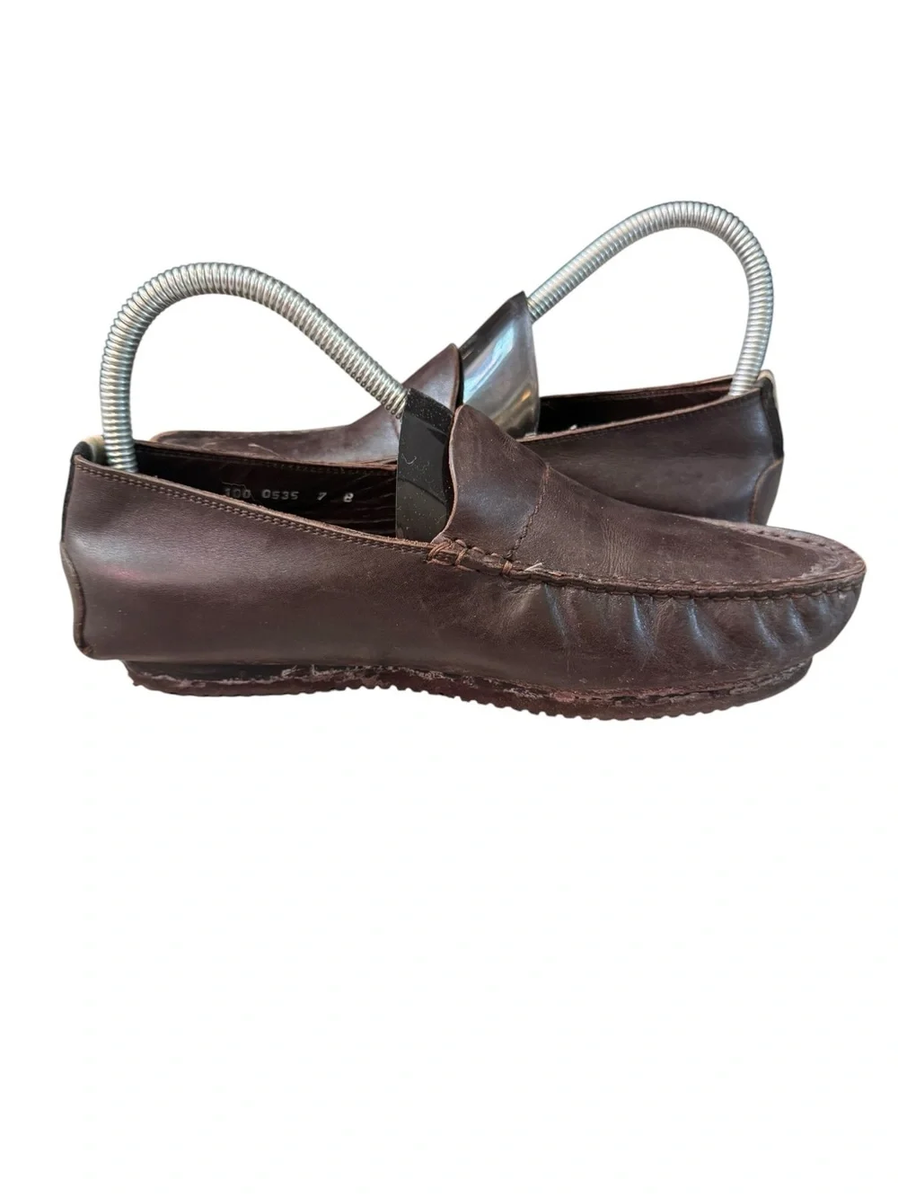Vintage Gucci Men’s Brown Leather Driving Loafers Vibram Sole Size 7B Italy